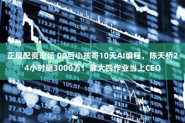 正规配资论坛 00后小孩哥10天AI编程，陈天桥24小时砸3000万！靠大四作业当上CEO